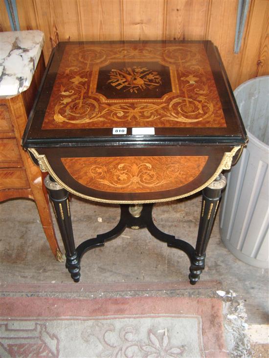 Louis Philippe ebonised & inlaid drop leaf table